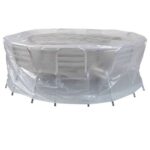 Housse de protection -transparente pour table ronde et chaises - meuble de jardin -∅200x80cm